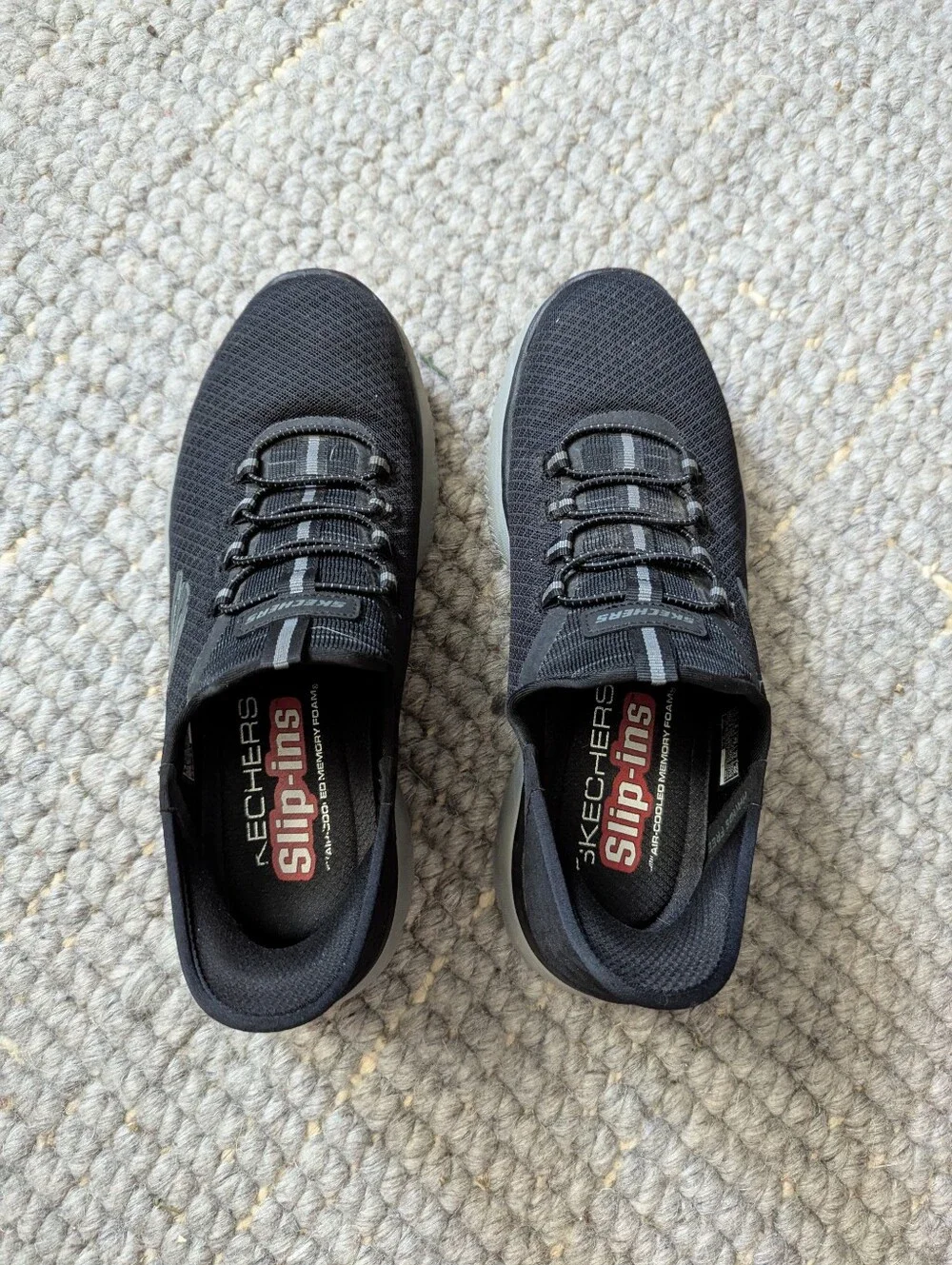 Skechers Slip-Ins Black Knit Slip-On Sneakers Sz 9